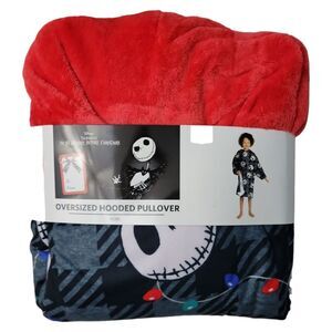 Character Kids Oversized Long Sleeve Hooded Pullover Robe - Black